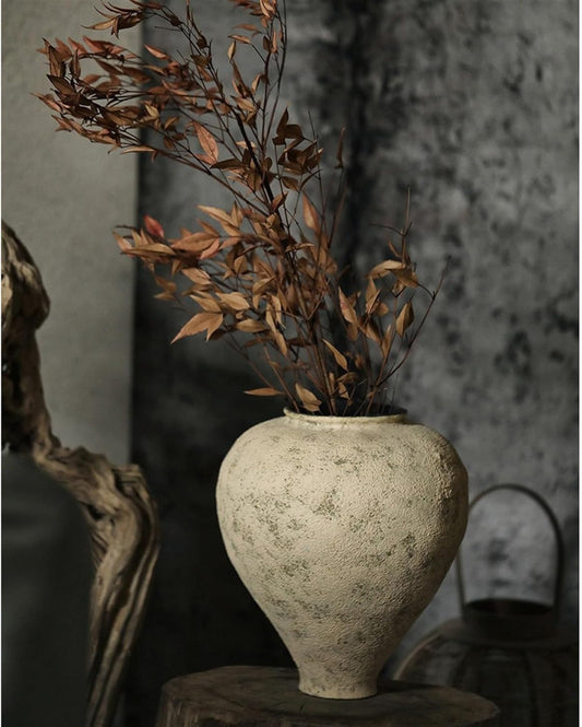 Ceramic Vase for Farmhouse Decor, Pottery Clay Tall Terracotta Vase for Flowers, Pottery Vase for Living Room Decor