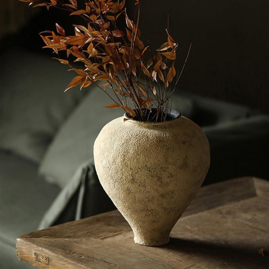 Ceramic Vase for Farmhouse Decor, Pottery Clay Tall Terracotta Vase for Flowers, Pottery Vase for Living Room Decor